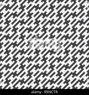Seamless pattern. Stylish repeating geometric texture. Modern thin linear grid in Memphis style. Diagonal curved broken chaotic stripes in the form of Stock Vector