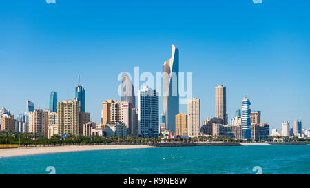 Daytime skyline of downtown Kuwait City in Kuwait, Middle East Stock Photo