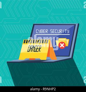 laptop computer with set icons cyber security vector illustration design Stock Vector