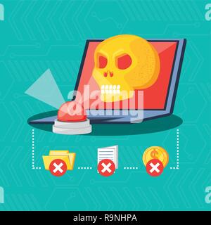 laptop computer with set icons cyber security vector illustration design Stock Vector