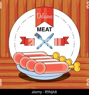 cold meats products menu vector illustration design Stock Vector