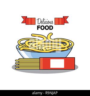spaghetti in bowl isolated icon vector illustration design Stock Vector