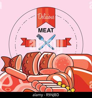 cold meats products menu vector illustration design Stock Vector