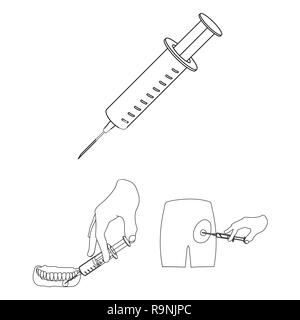 injection vial icon outline collection or set in black and white Stock ...