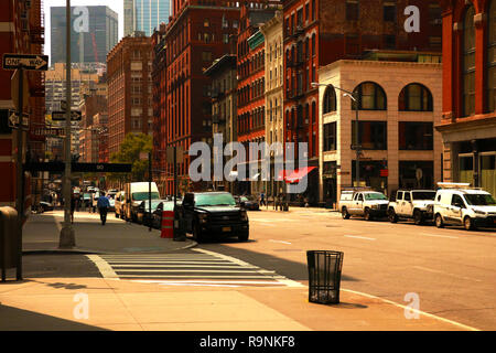 New York, USA - September 2, 2018: New York City street road in Manhattan. Urban big city life concept background Stock Photo