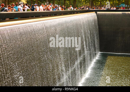 New York, USA - September 2, 2018: Memorial at World Trade Center Ground Zero The memorial was dedicated on the 10th anniversary of the Sept. 11, 2001 Stock Photo