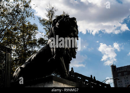 statue or sculpture with lion's name. in the forest of Chapultepec. urban park in Mexico City. (Foto Luis Gutierrez /NortePhoto.com)  estatua o escult Stock Photo