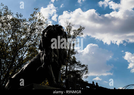 statue or sculpture with lion's name. in the forest of Chapultepec. urban park in Mexico City. (Foto Luis Gutierrez /NortePhoto.com)  estatua o escult Stock Photo