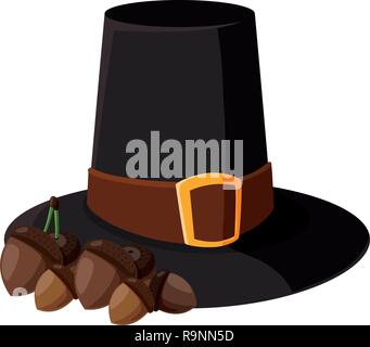 pilgrim hat over white background, colorful design, vector illustration Stock Vector