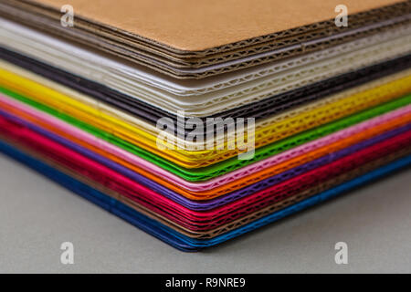 Various colors of the corrugated cardboard Stock Photo