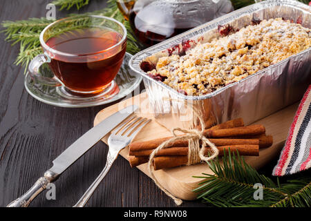 Fruit cake in rectangular pan Stock Photo