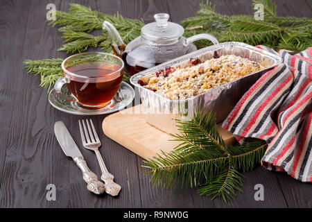 Fruit cake in rectangular pan Stock Photo