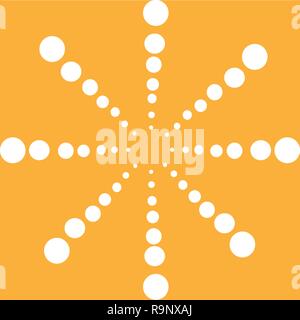 big white snowflake circle on yellow background Stock Vector