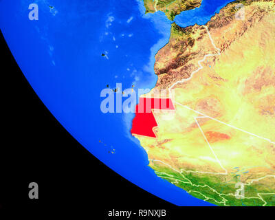 Western Sahara on realistic model of planet Earth with country borders ...
