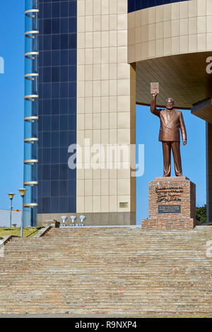 The bronze statue of Dr. Sam Nujoma and Christuskirche is a historic ...