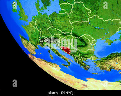 Bosnia and Herzegovina on realistic model of planet Earth with country ...