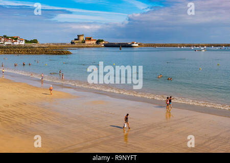 Beach, marina and Socoa fort. Basque Country. Urrugne, Pyrénées-Atlantiques department, Aquitaine region. South Western France. Stock Photo