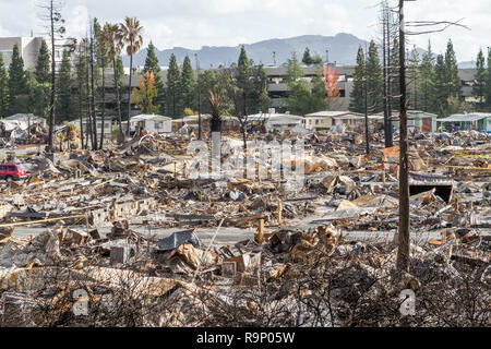 Destroyed Mobile Home Neighborhood - These images were captured in neighborhoods near Santa Rosa, California, where wildfires in early October 2017. Stock Photo