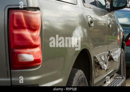 Melted Car Trim - These images were captured in neighborhoods near Santa Rosa, California, where wildfires in early October 2017. Stock Photo