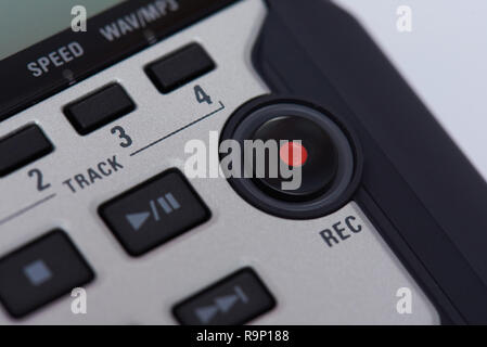 Rec button close up view. Digital recording theme Stock Photo