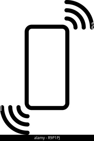 Smartphone with waves symbol icon - black simple flat - vector illustration Stock Vector