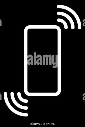 Smartphone with waves symbol icon - white simple flat - vector illustration Stock Vector
