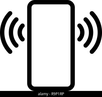 Smartphone with waves symbol icon - black simple flat - vector illustration Stock Vector