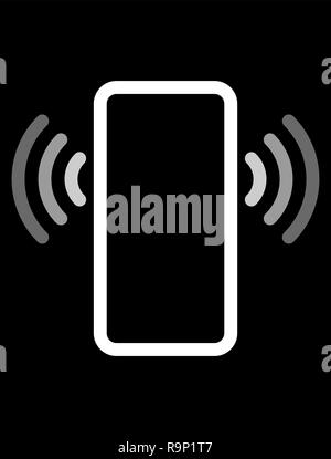 Phone with waves symbol icon - gray simple, isolated - vector ...