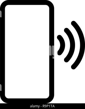 Smartphone with waves symbol icon - black simple flat - vector illustration Stock Vector