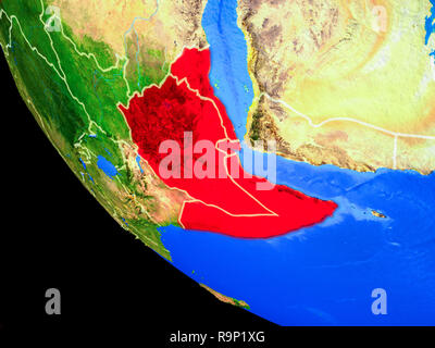 Horn of Africa on realistic model of planet Earth with country borders ...