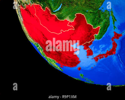 Japan and Korea on realistic model of planet Earth with country borders ...