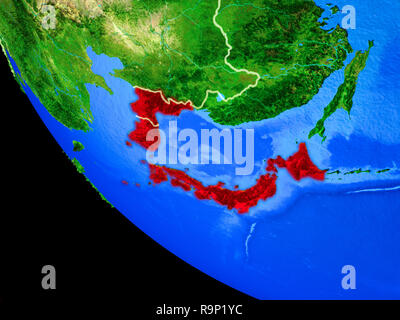 Japan and Korea on realistic model of planet Earth with country borders ...