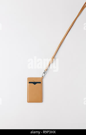 Leather strap card case Stock Photo