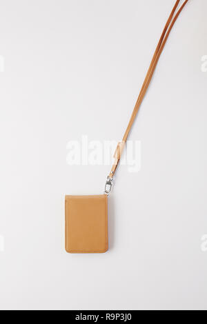 Leather strap card case Stock Photo