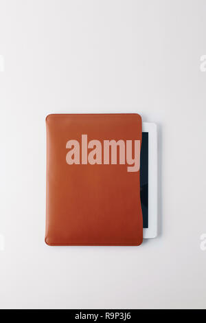 Leather Tablet PC case Stock Photo
