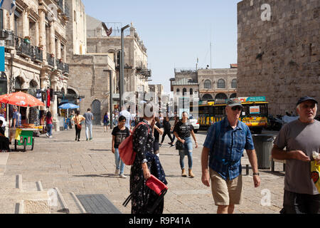 Through Jaffa Gate into Jerusalem Old City in Israel Stock Photo