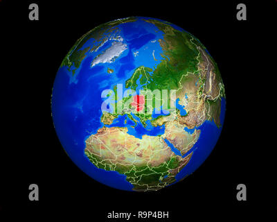 Visegrad Group on planet planet Earth with country borders. Extremely detailed planet surface. 3D illustration. Elements of this image furnished by NA Stock Photo