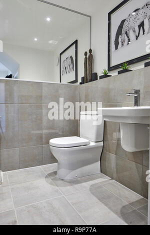 CHESHIRE modern tiled fitted bathroom in a  modern showhouse Stock Photo