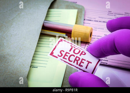 Test for Research of blood, top secret Stock Photo