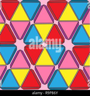 set of colored triangles geometric background pink Stock Vector