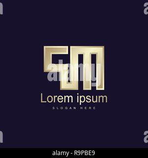 Initial Letter PM Logo Template Vector Design Stock Vector