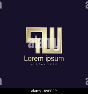 Initial Letter PW Logo Template Vector Design Stock Vector
