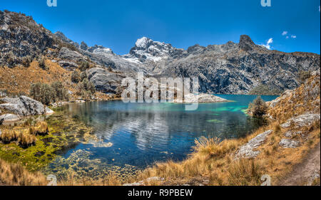 Laguna Churup in Huascaran National Park in Peru. Stock Photo