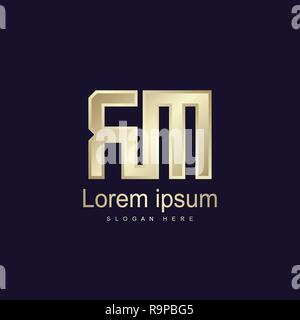 Initial Letter RM Logo Template Vector Design Stock Vector