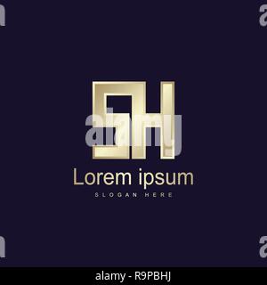 Initial Letter SH Logo Template Vector Design Stock Vector