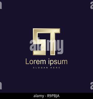 Initial Letter ST Logo Template Vector Design Stock Vector