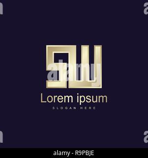 Initial Letter SW Logo Template Vector Design Stock Vector