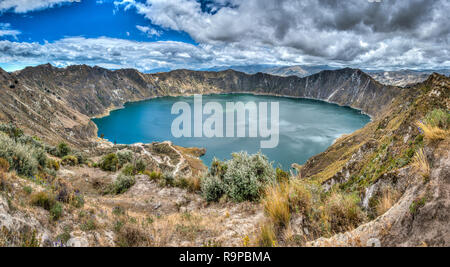 Quilotoa lake in the Ecuador. Stock Photo