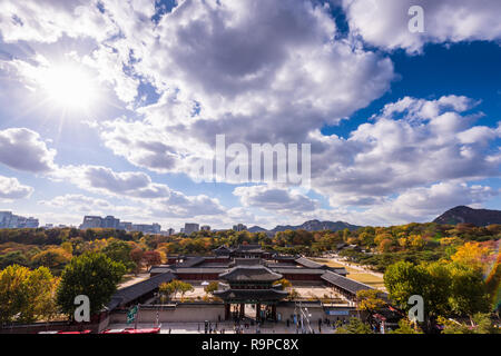 Aerial view of Changgyeonggung palace  in Autumn. Stock Photo