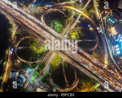 The construction of the new Jakarta - Semanggi flyover bridge during Ahok era. Stock Photo